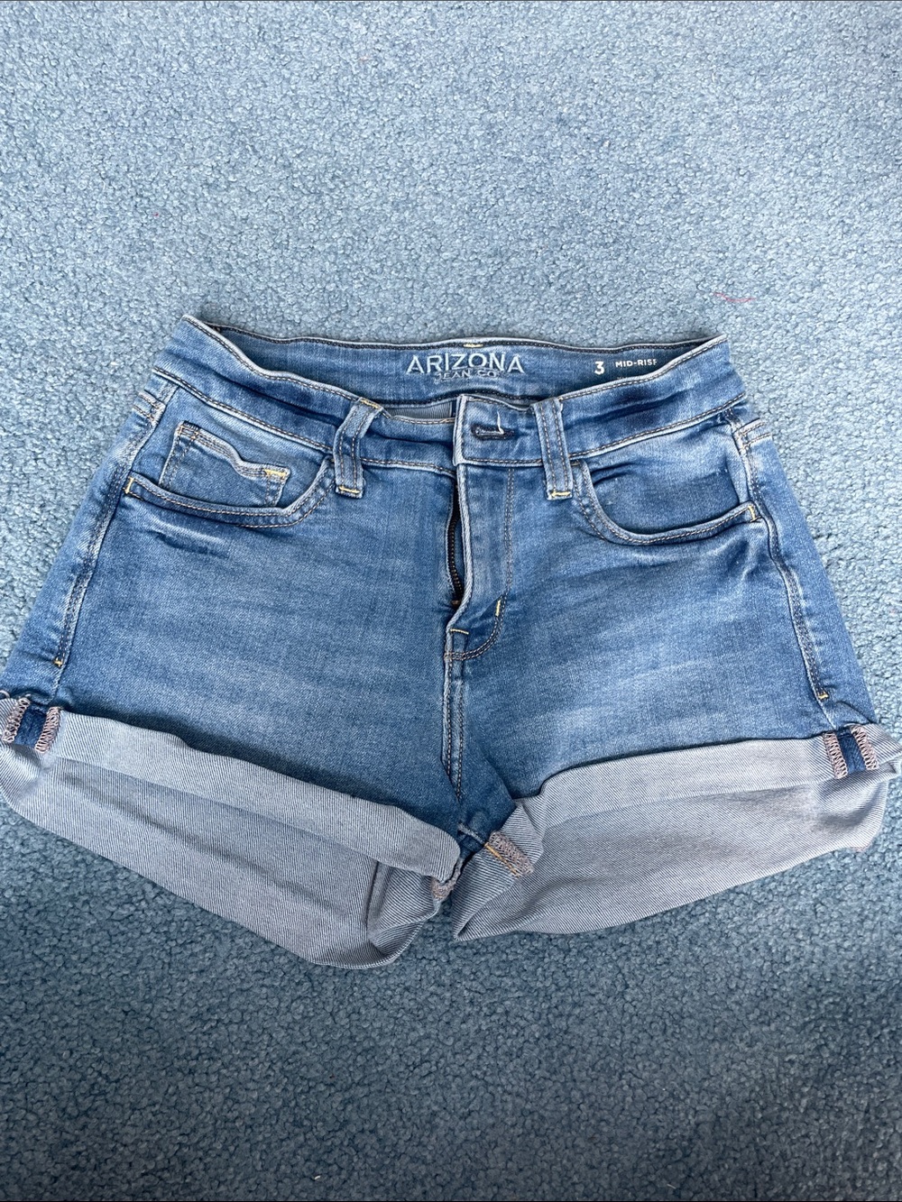 Arizona Jean Company Mid Rise Blue Rolled Cuff Denim Shorts